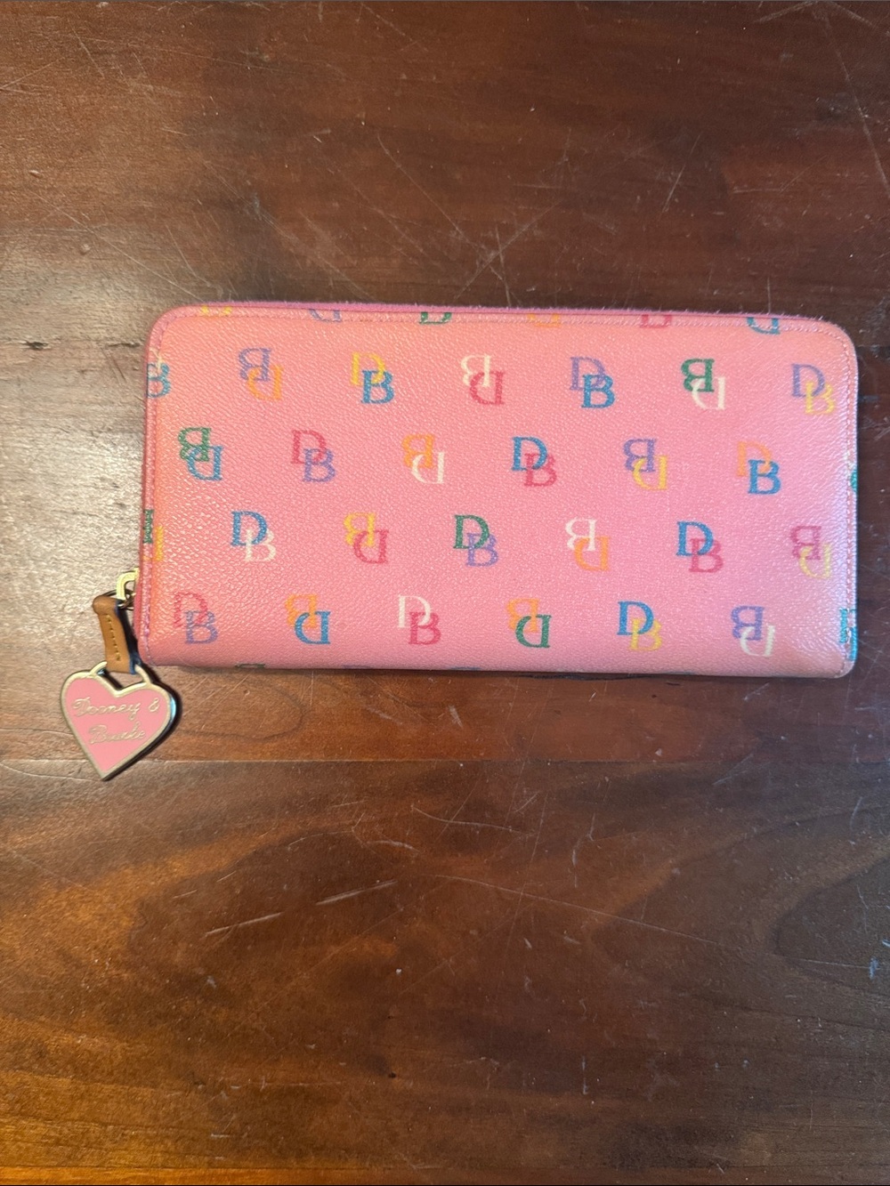 Dooney & Bourke Pink Logo Satchel Set with Tan Trim and Matching Wallet - Picture 4 of 9